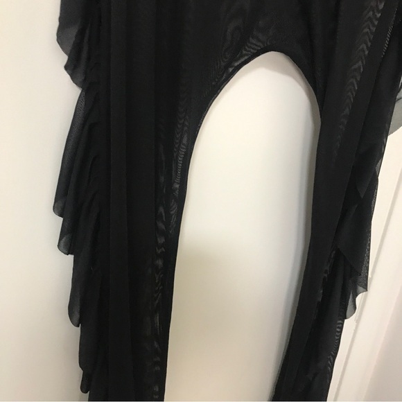 Kandyshop black sheer mesh swim cover up ruffle side leggings - Picture 6 of 10